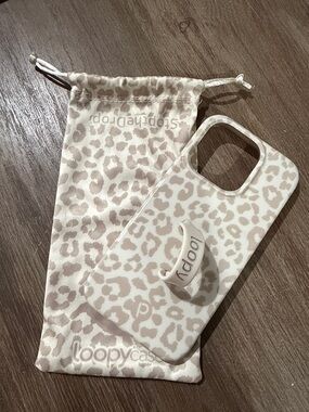 Loopy Taupe Leopard iPhone 15 pro Phone Case with Dust Bag